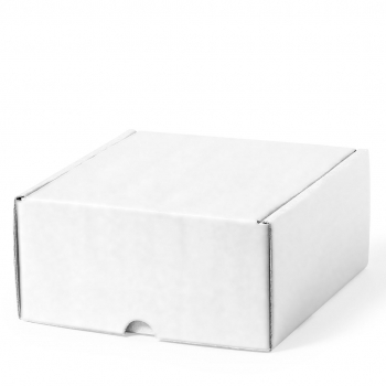 Caja de presentación S en cartón corrugado FSC blanco — 16x15x8,5 cm, tamaño pequeño de la gama blanca