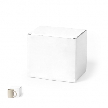 Caja de presentación para tazas en cartón corrugado blanco — 12x10,6x9 cm, diseñada específicamente para tazas