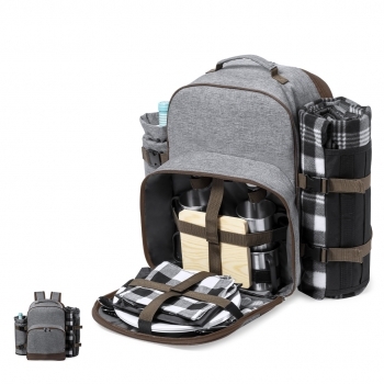 Mochila nevera para picnic de poliéster reciclado RPET plegable 4 servicios con asas acolchadas para 4 personas