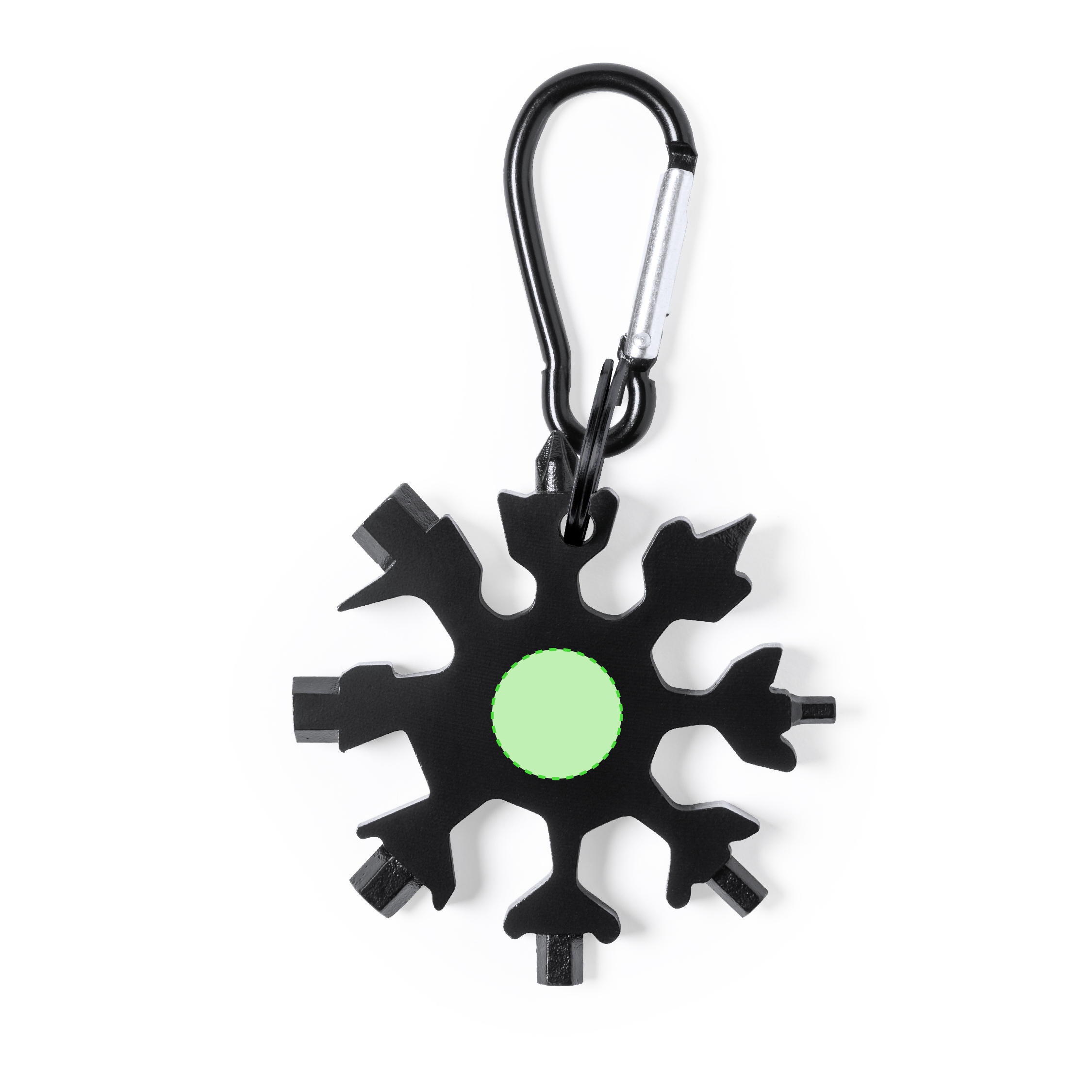 Multiherramienta de acero inox negro 17 funciones con mosquetón 6,3×6,3 cm