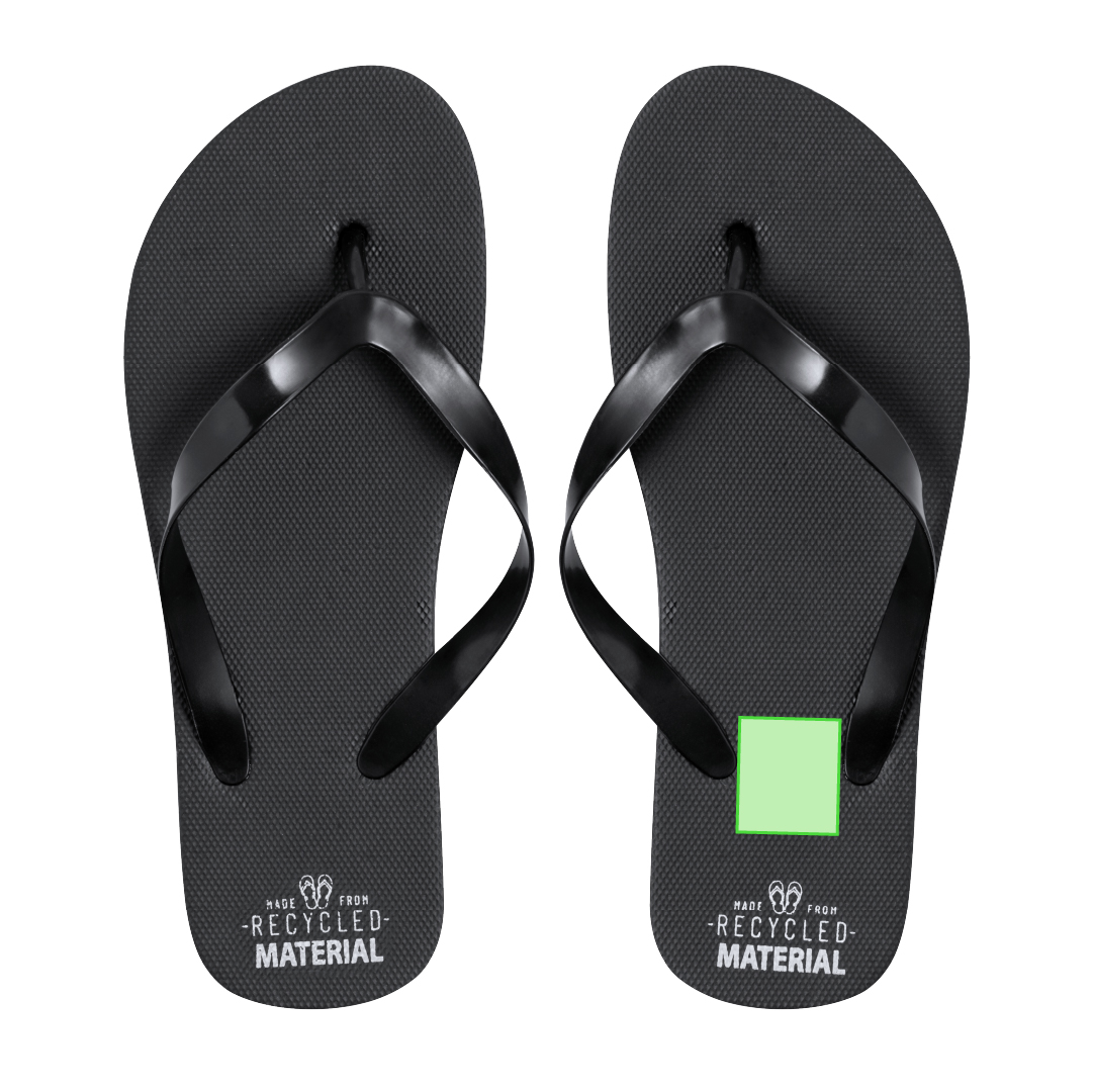 Par de chanclas de EVA reciclada y PVC línea nature con distintivo reciclado en el talón — tallas 36-38 y 42-44