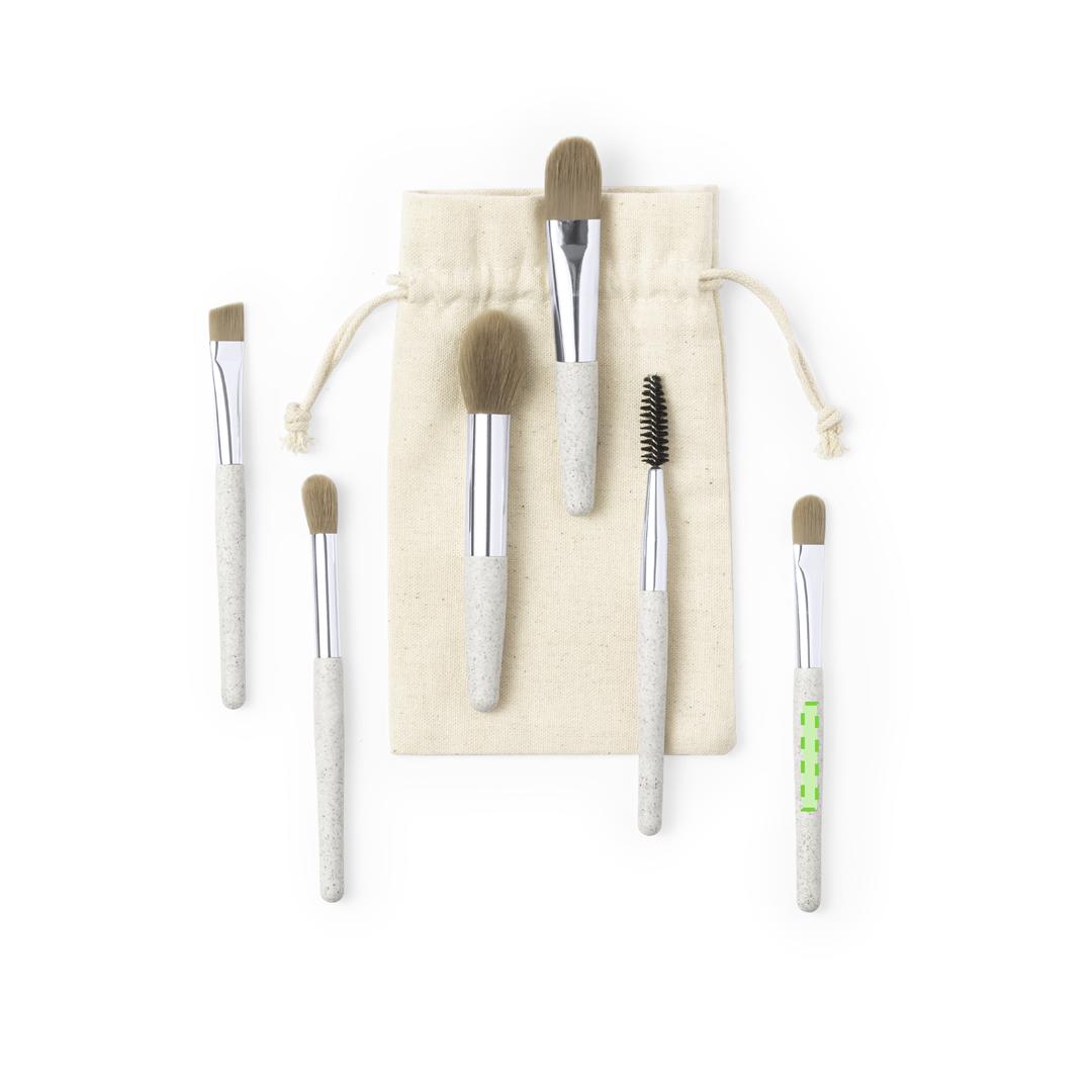 Set de 6 brochas de maquillaje de caña de trigo con funda de algodón
