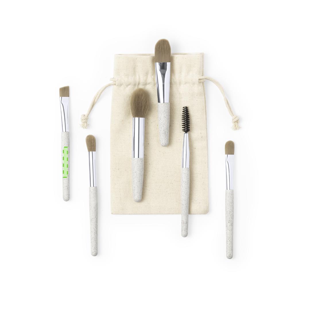 Set de 6 brochas de maquillaje de caña de trigo con funda de algodón