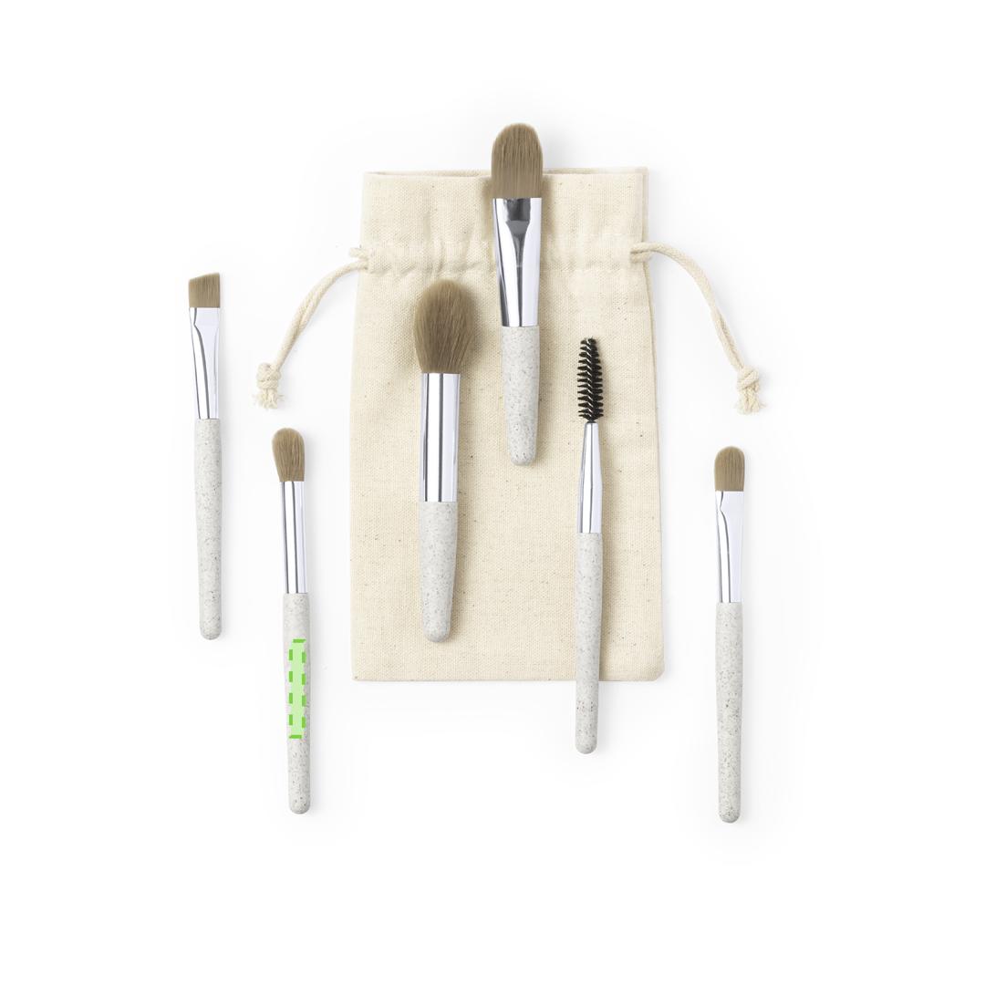 Set de 6 brochas de maquillaje de caña de trigo con funda de algodón