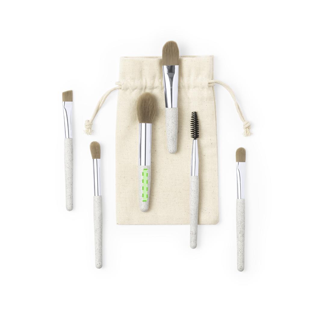 Set de 6 brochas de maquillaje de caña de trigo con funda de algodón