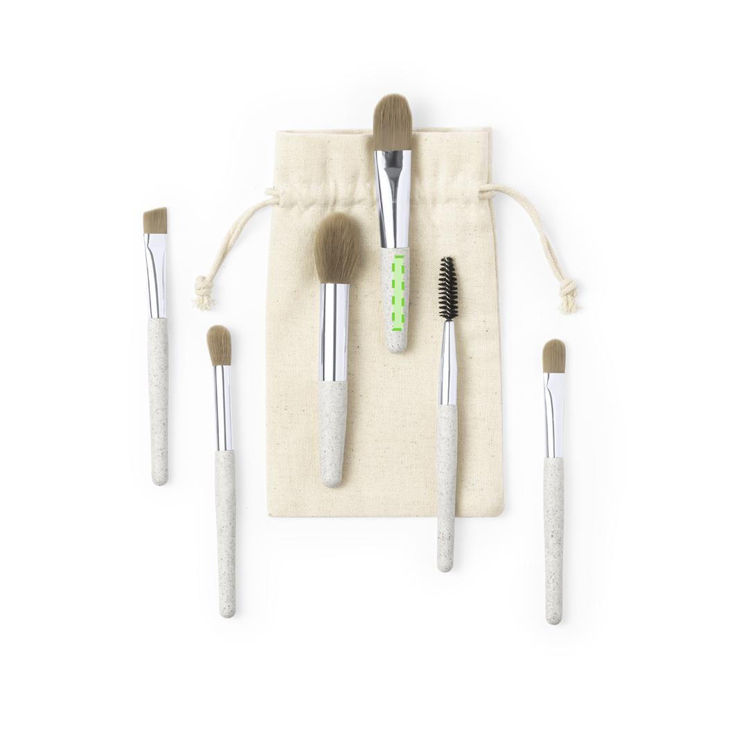 Set de 6 brochas de maquillaje de caña de trigo con funda de algodón