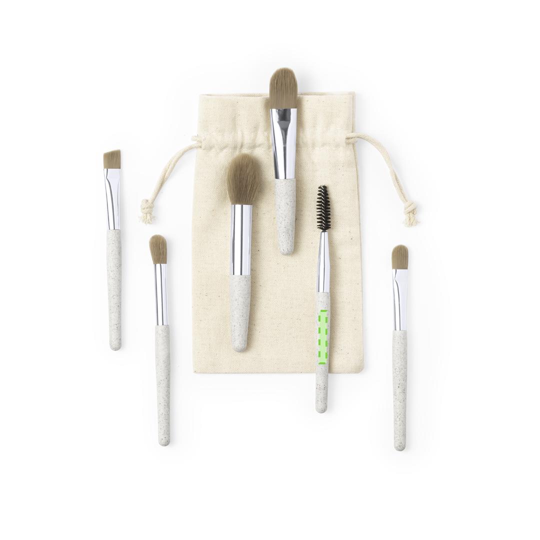 Set de 6 brochas de maquillaje de caña de trigo con funda de algodón