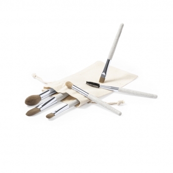Set de 6 brochas de maquillaje de caña de trigo con funda de algodón