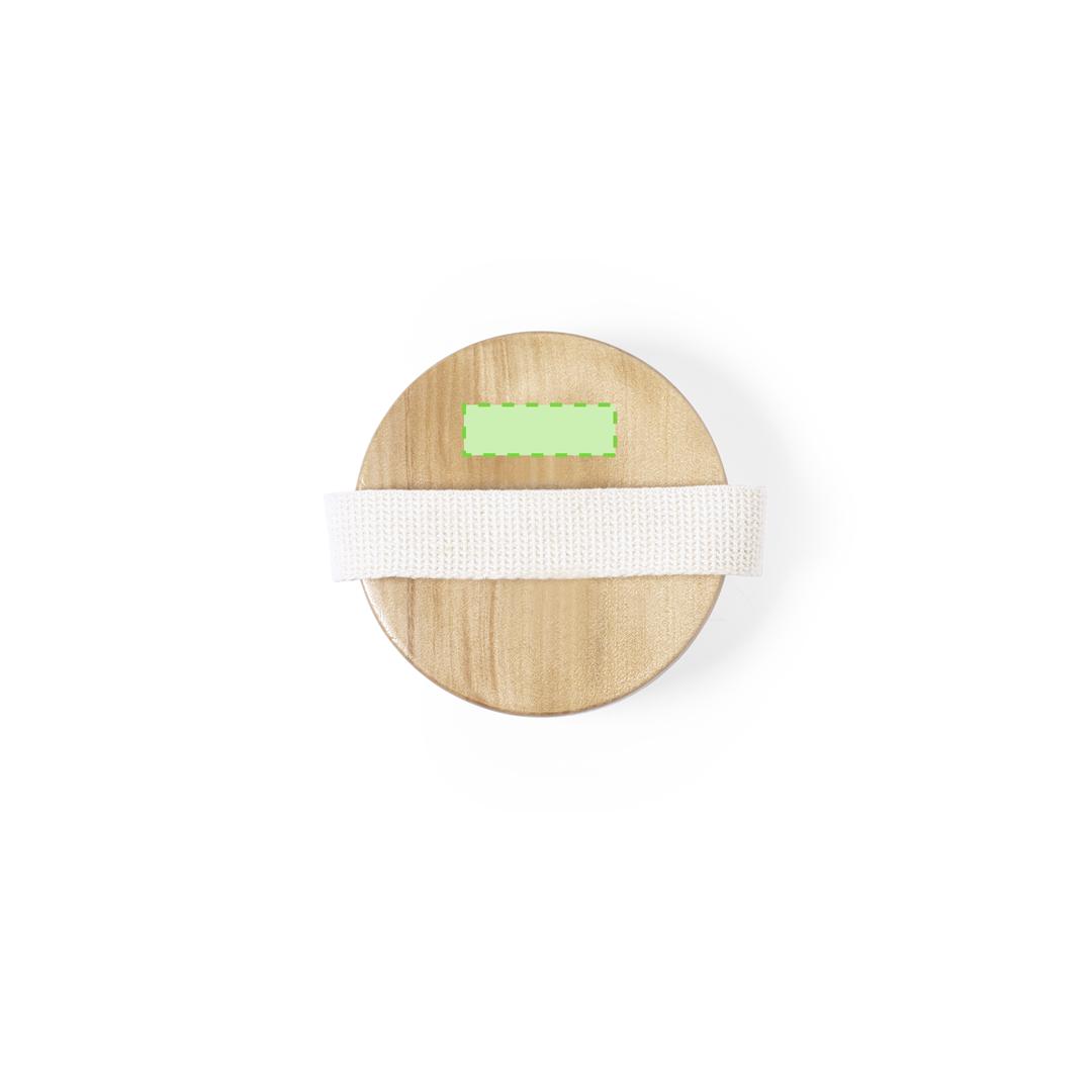 Cepillo exfoliante masajeador de madera con cinta de sujeción en bolsa de algodón