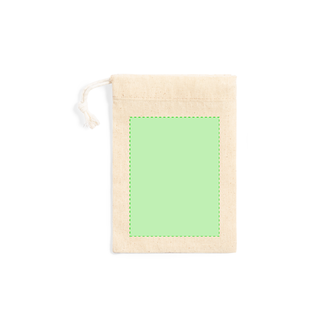 Set espejo y cepillo de madera natural en funda 100% algodón con cordón
