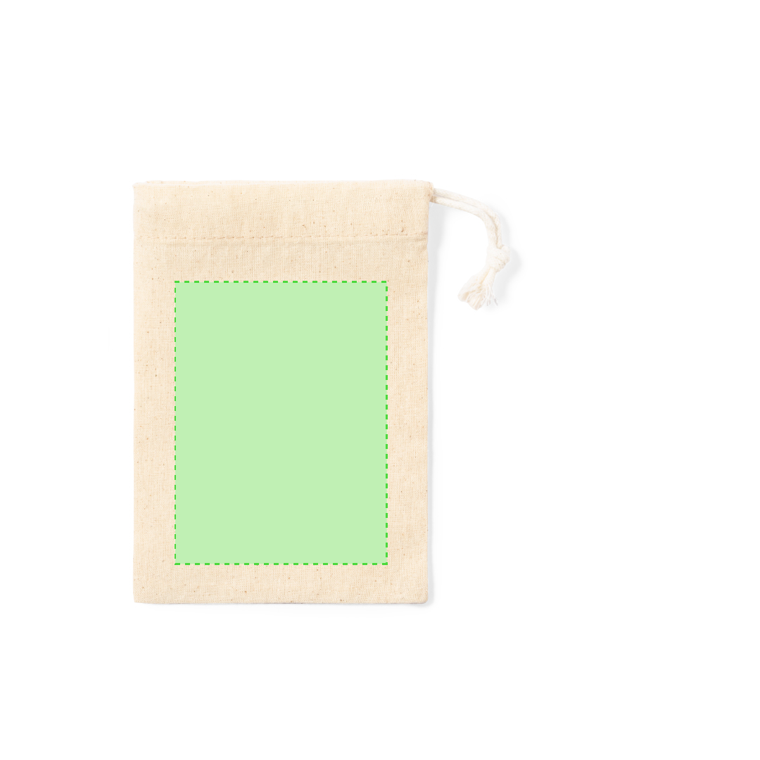 Set espejo y cepillo de madera natural en funda 100% algodón con cordón
