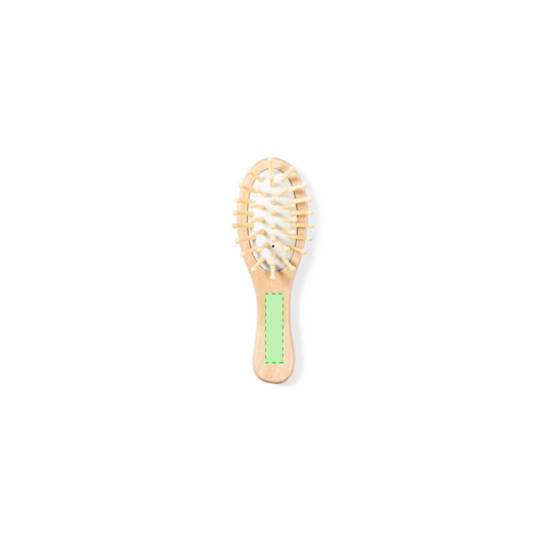 Set espejo y cepillo de madera natural en funda 100% algodón con cordón