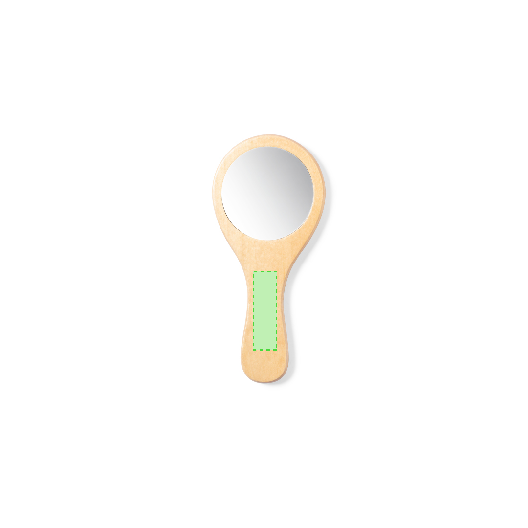 Set espejo y cepillo de madera natural en funda 100% algodón con cordón