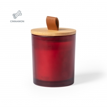 Vela aromática de cristal con tapa de bambú aromas vainilla y sándalo