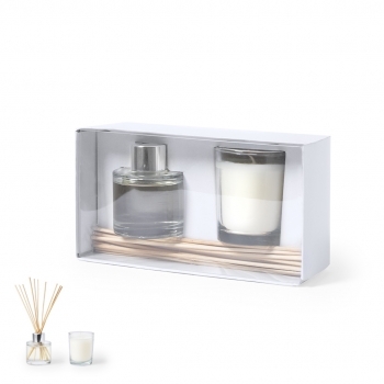 Set aromático con difusor y vela aroma vainilla