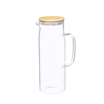 Jarra de agua y bebidas de cristal borosilicato con tapón de bambú 1,25 L