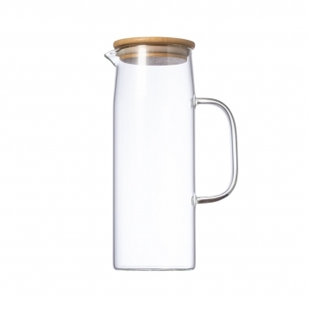 Jarra de agua y bebidas de cristal borosilicato con tapón de bambú 1,25 L