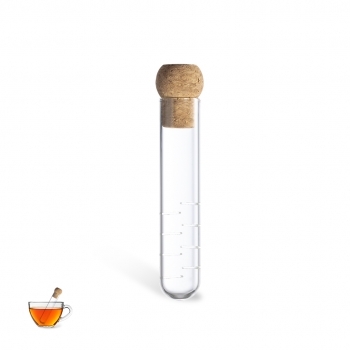 Infusor de té de cristal con tapón de corcho