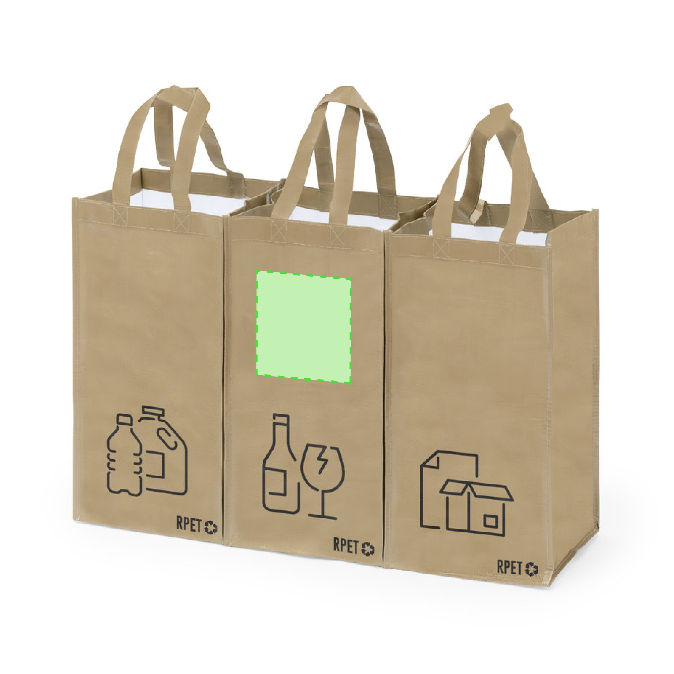 Set de bolsas reutilizables de poliéster reciclado RPET 3 bolsas