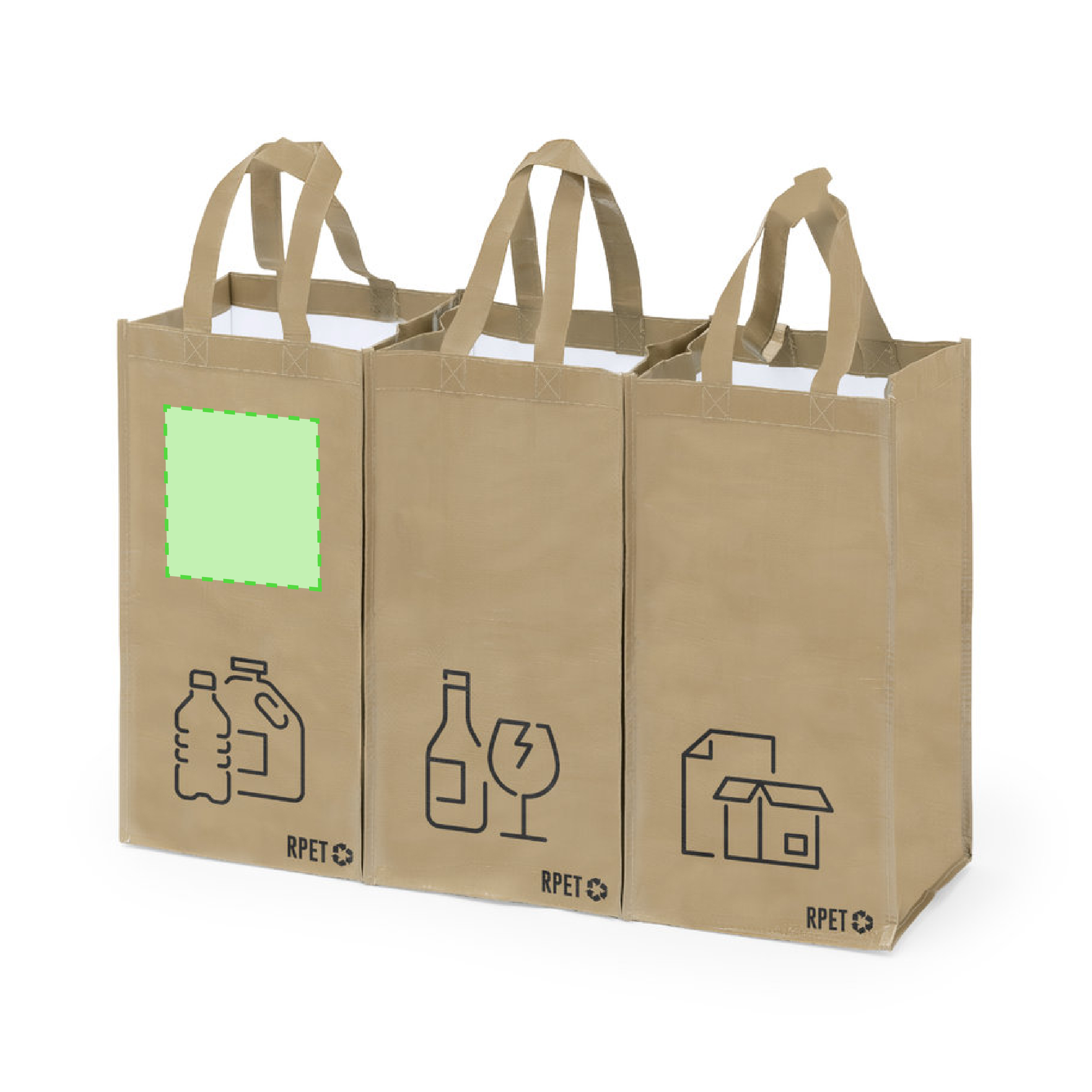 Set de bolsas reutilizables de poliéster reciclado RPET 3 bolsas
