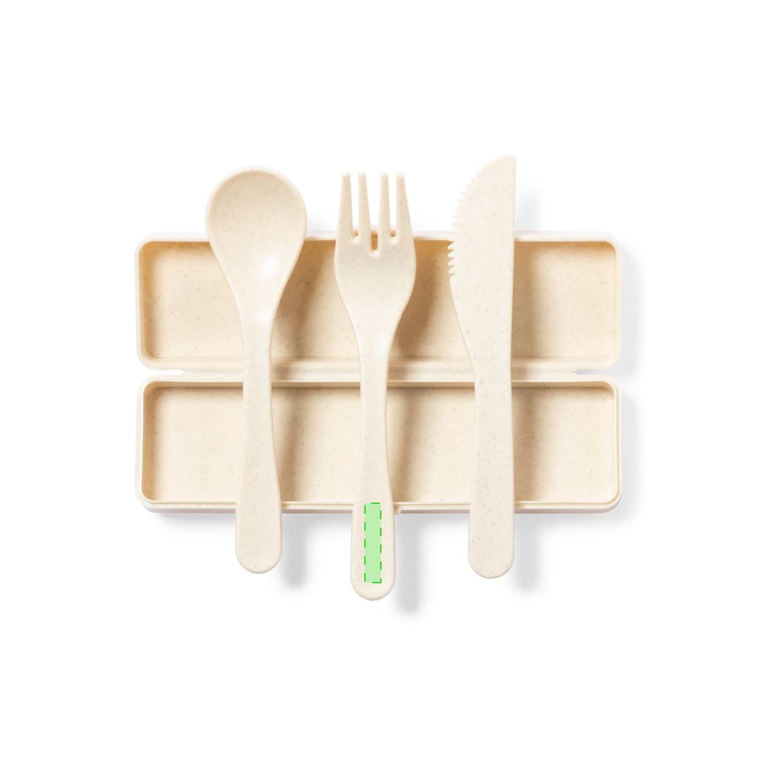 Set 3 cubiertos de PP veteado 3 piezas con estuche a juego — Food Grade