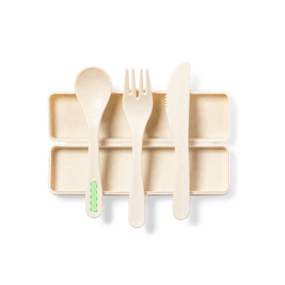 Set 3 cubiertos de PP veteado 3 piezas con estuche a juego — Food Grade