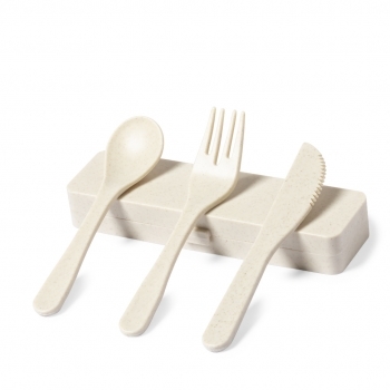 Set 3 cubiertos de PP veteado 3 piezas con estuche a juego — Food Grade