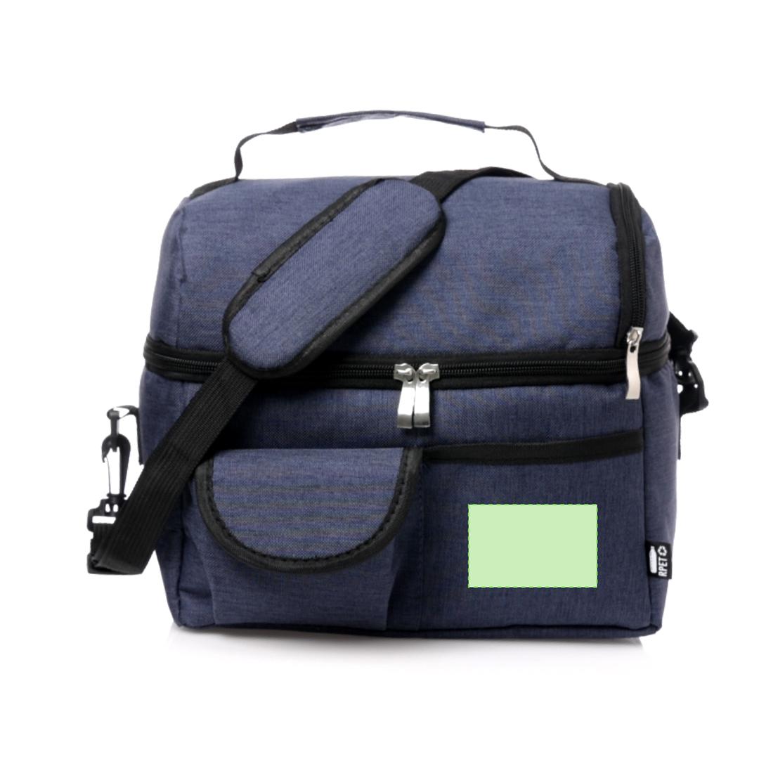 Nevera RPET 600D con 2 compartimentos independientes, bandolera acolchada y bolsillo de redecilla