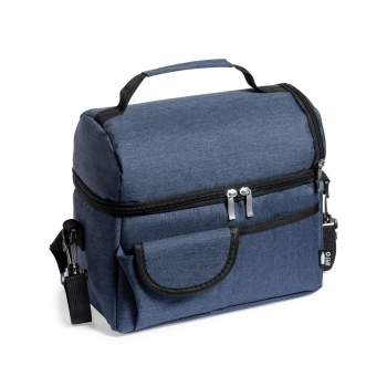 Nevera RPET 600D con 2 compartimentos independientes, bandolera acolchada y bolsillo de redecilla
