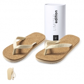 Par de chanclas Limited Edition con suela de corcho natural, tiras en color crudo y suela de EVA — tallas 36-38 y 42-44
