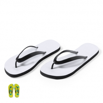 Par de chanclas con suela 100% sublimable en EVA y tiras de PVC negro — tallas 36-38 y 42-44