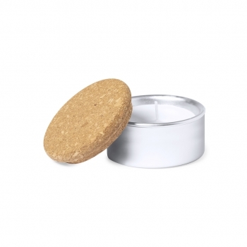Vela aromática de aluminio con tapa de corcho aroma vainilla