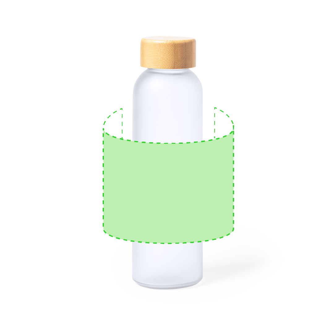 Bidón de cristal y bambú personalizable por sublimación 500 ml