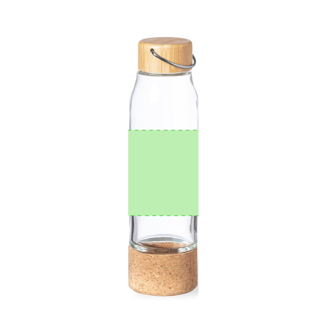 Botella de diseño de cristal con bambú y corcho 470 ml