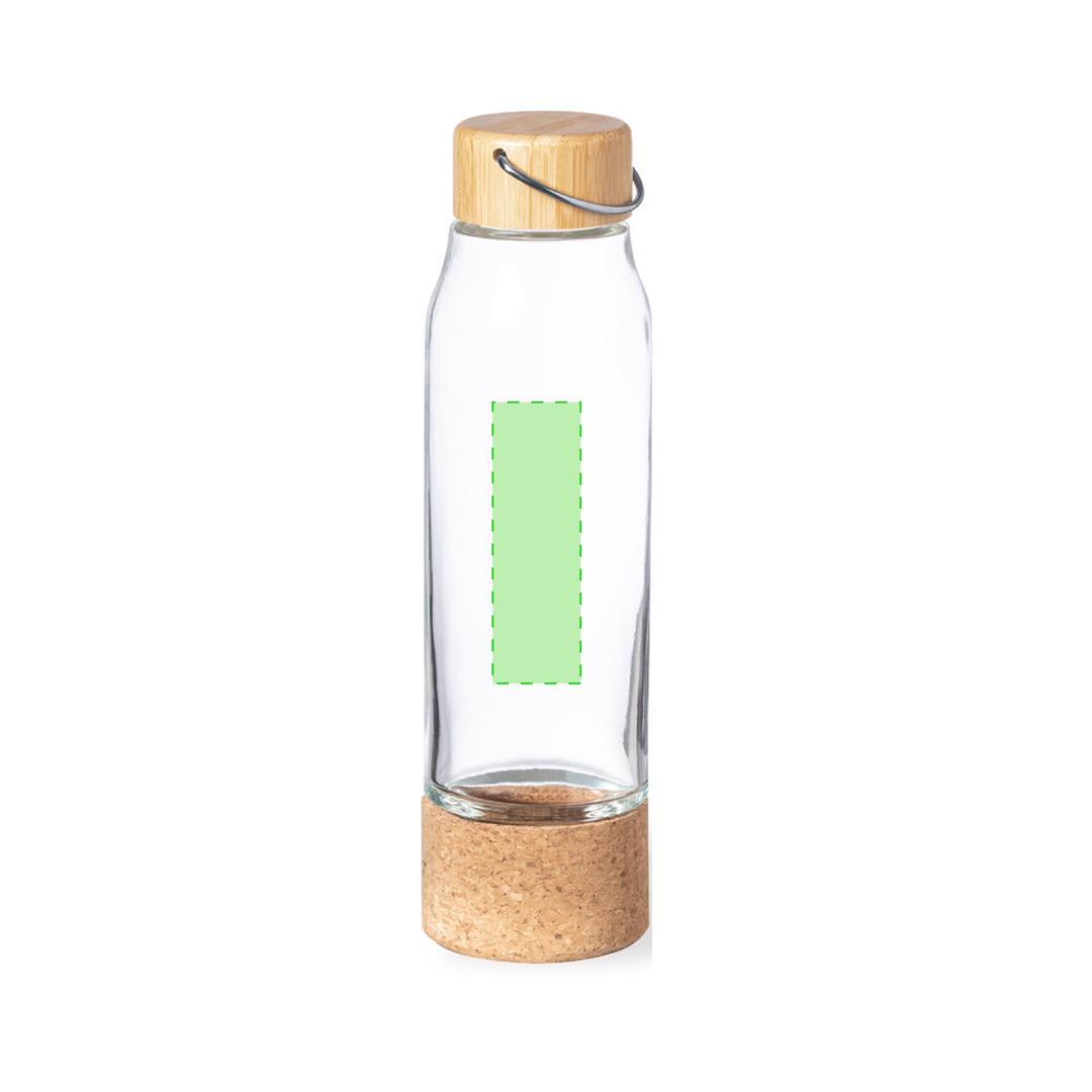 Botella de diseño de cristal con bambú y corcho 470 ml