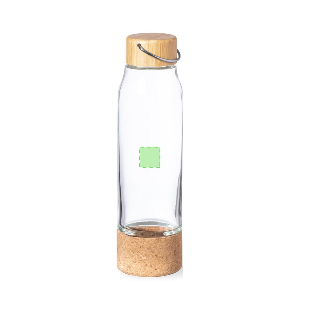 Botella de diseño de cristal con bambú y corcho 470 ml