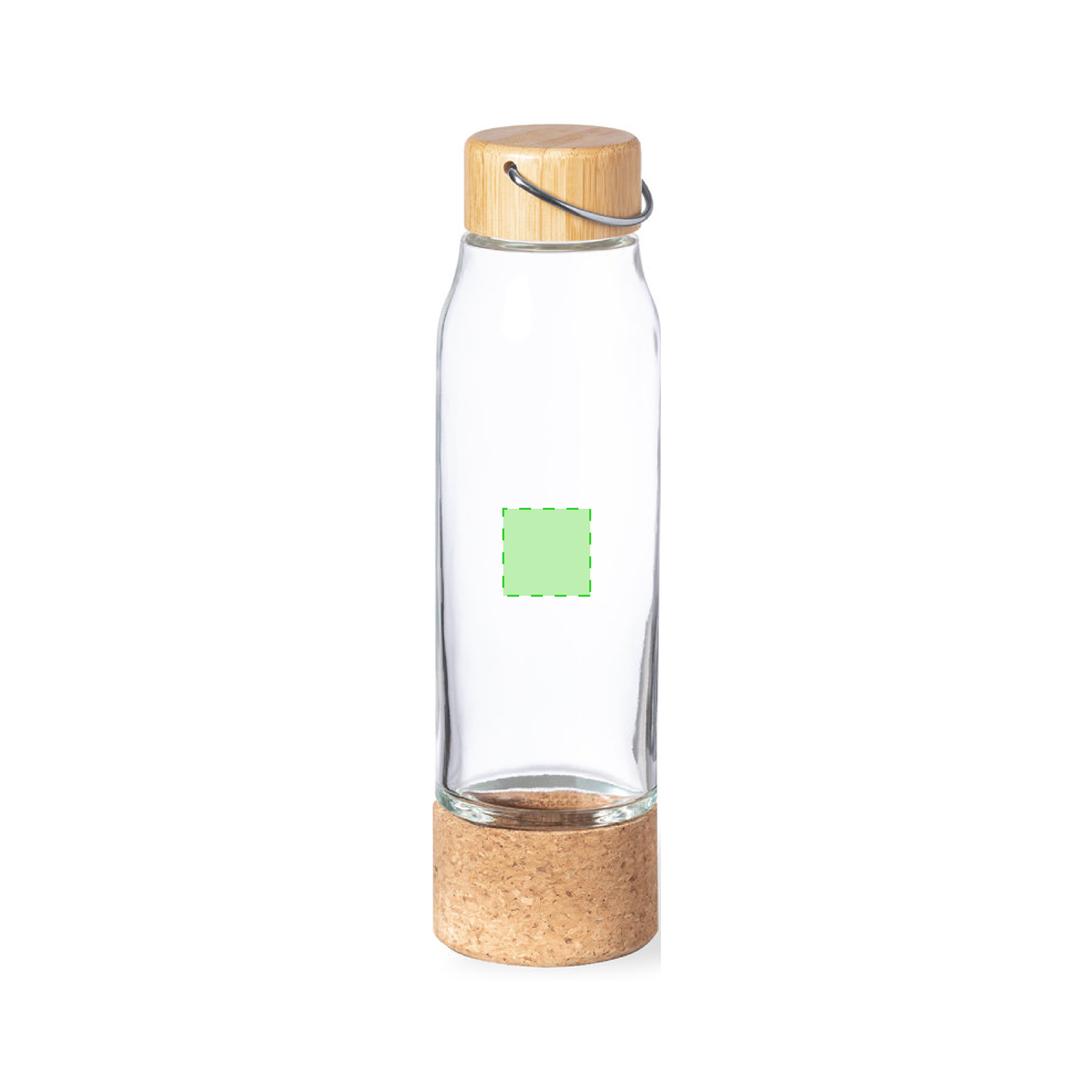 Botella de diseño de cristal con bambú y corcho 470 ml