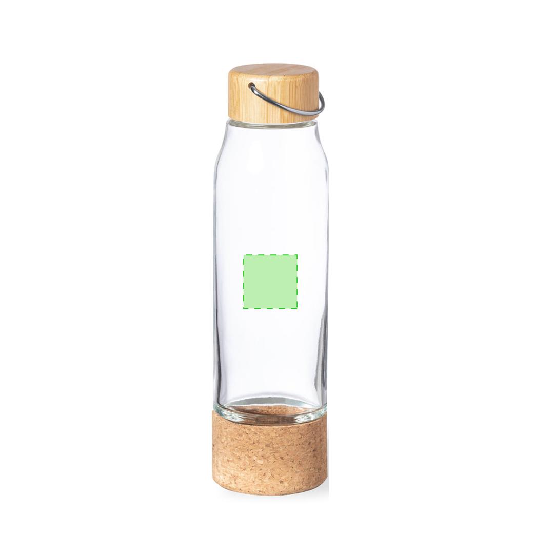 Botella de diseño de cristal con bambú y corcho 470 ml