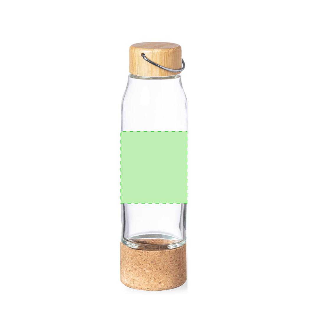 Botella de diseño de cristal con bambú y corcho 470 ml
