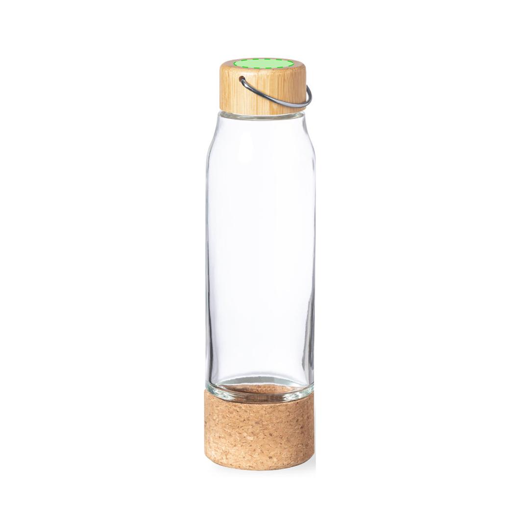 Botella de diseño de cristal con bambú y corcho 470 ml