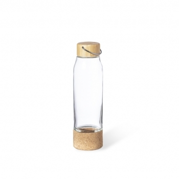 Botella de diseño de cristal con bambú y corcho 470 ml