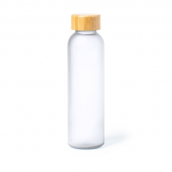 Botella deportiva de cristal grueso y bambú 500 ml