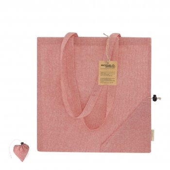 Bolsa plegable de algodón reciclado 120 g/m² con cordón