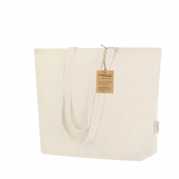 Bolsa nature de algodón reciclado 140 g/m² fuelle 50×38 cm