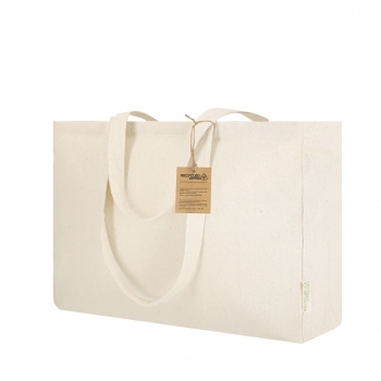 Bolsa de algodón reciclado 240 g/m² alto gramaje fuelle 45×35