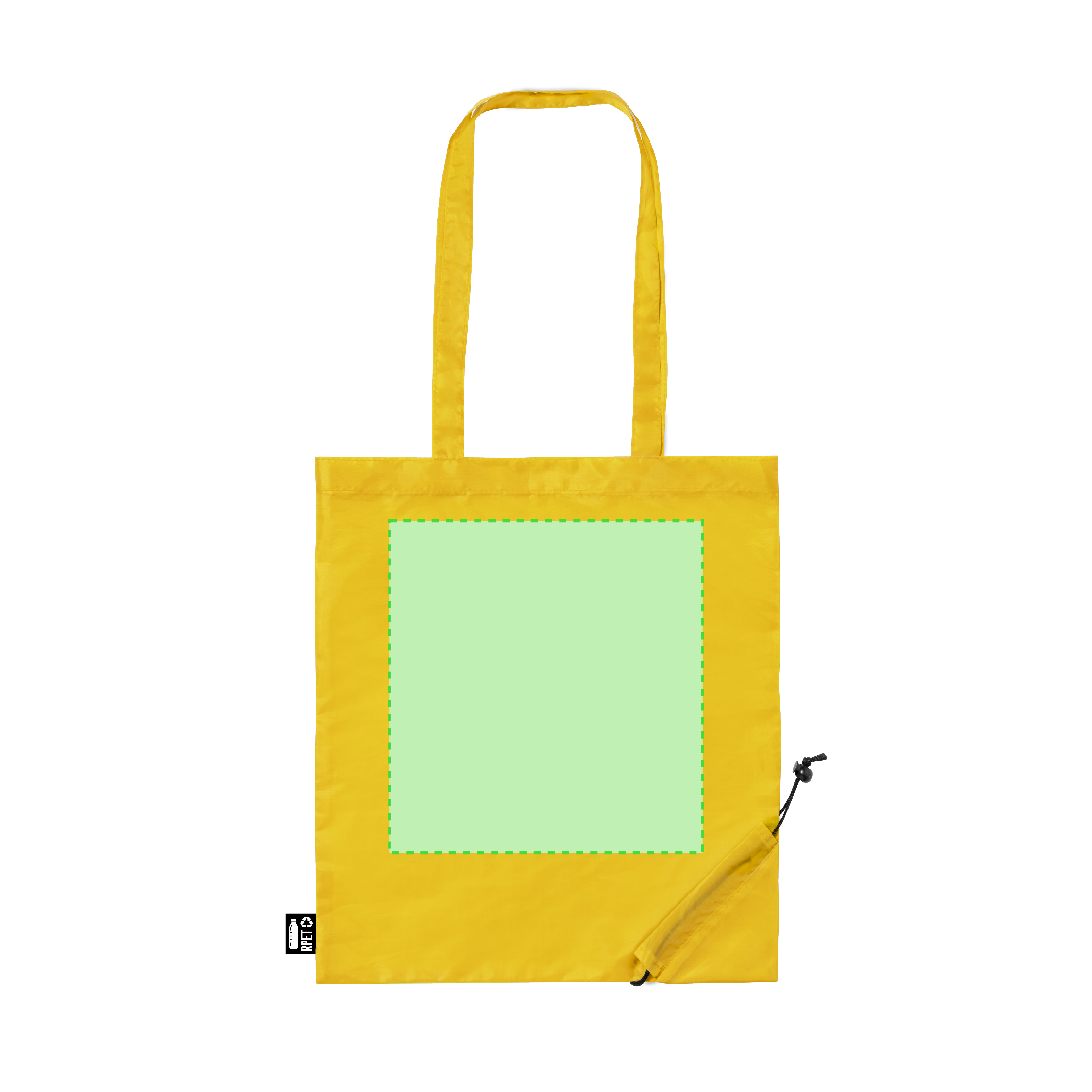 Bolsa plegable de RPET con cordón y asas largas 38×42 cm