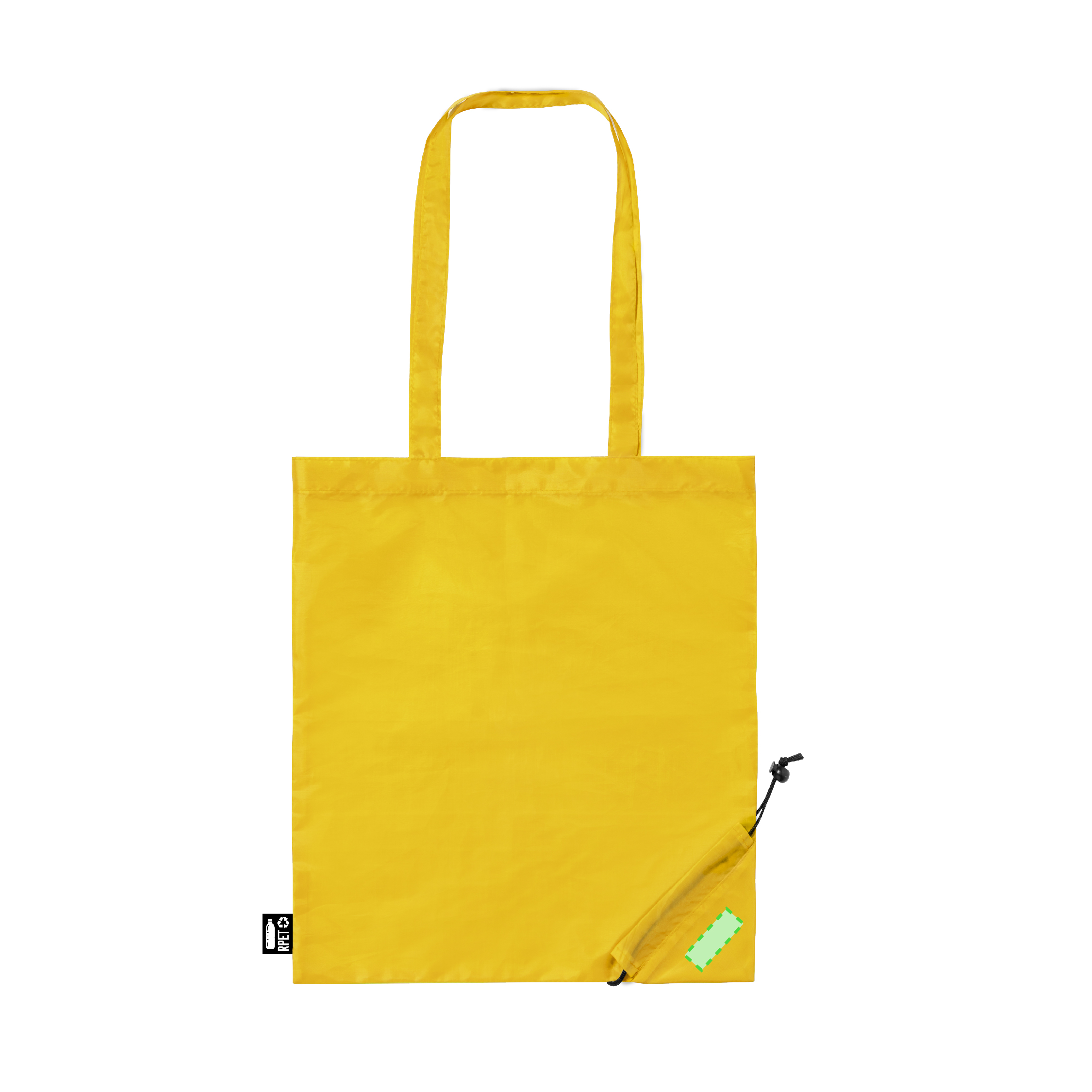 Bolsa plegable de RPET con cordón y asas largas 38×42 cm