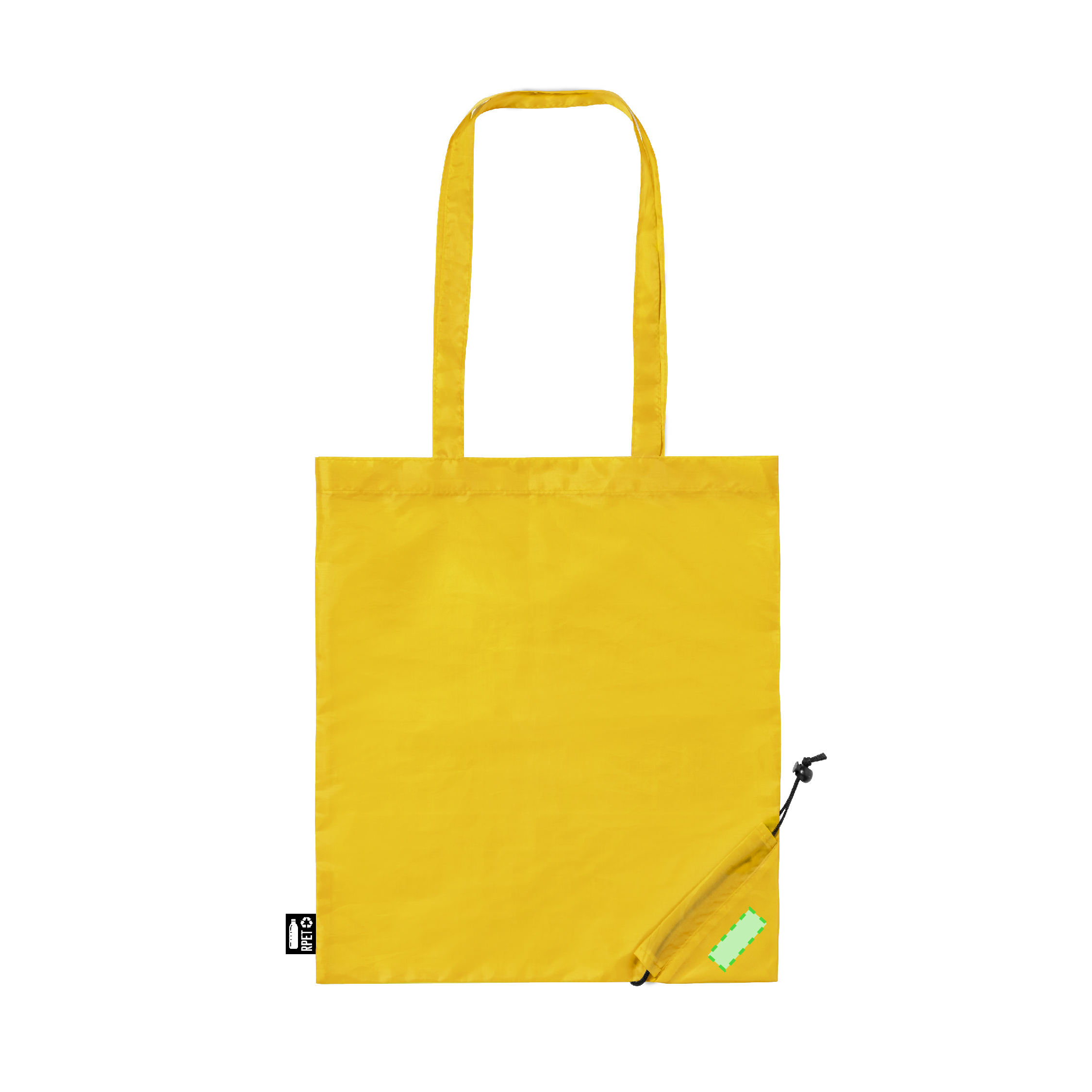 Bolsa plegable de RPET con cordón y asas largas 38×42 cm