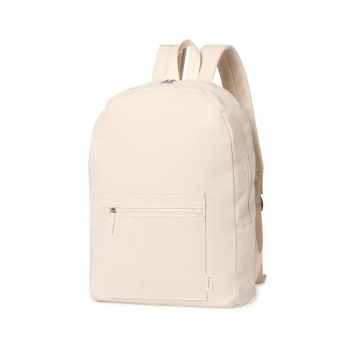 Mochila de algodón orgánico 320 g/m² con tarjeta explicativa kraft y espalda acolchada