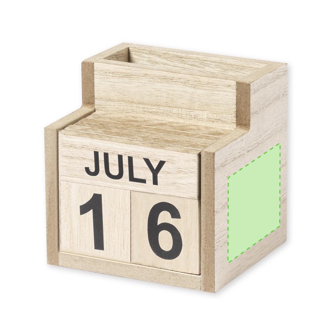Lapicero con calendario perpetuo de MDF grabado